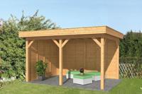 Tuindeco Oslo L Overkapping type 2 478x380 cm Lariks/Douglashout blank- Plat dak- Onbehandeld lariks Douglas hout- Tuindeco - thumbnail