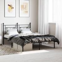 Bedframe met hoofdbord metaal zwart 135x190 cm - thumbnail