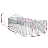 Hondenkennel met ren 7x2x1,5 m gegalvaniseerd staal - thumbnail