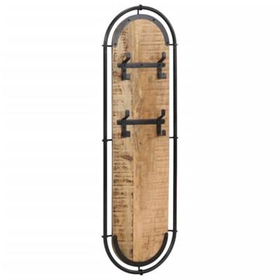 VidaXL Wandkapstokken 2 st met 4 haken massief ruw mangohout
