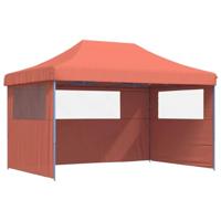 Partytent inklapbaar pop-up met 3 zijwanden terracottakleurig - thumbnail