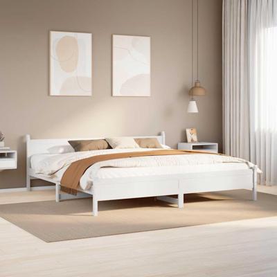 Bedframe zonder matras massief grenenhout wit 200x200 cm