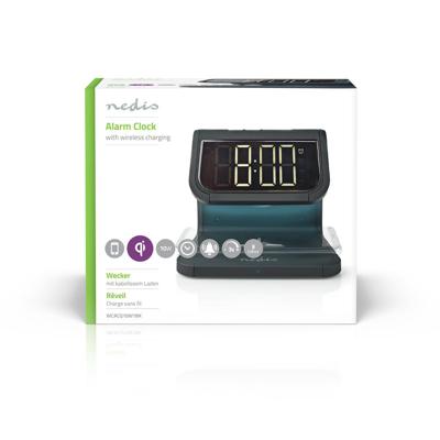 Wekker | Draadloze Lader | Qi-gecertificeerd | Meerkleurige Nachtlamp | Zwart