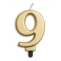 Kaars 9 jaar goudkleurig luxe - thumbnail