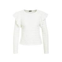 PIECES blouse met volant wit - thumbnail