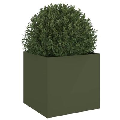 VidaXL Plantenbak 49x47x46 cm staal olijfgroen VidaXL Plantenbak 49x47x46 cm staal olijfgroen