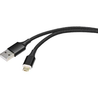 Renkforce USB-kabel USB 2.0 USB-A stekker, USB-micro-B stekker 1.00 m Zwart Magnetische stekker RF-4746074