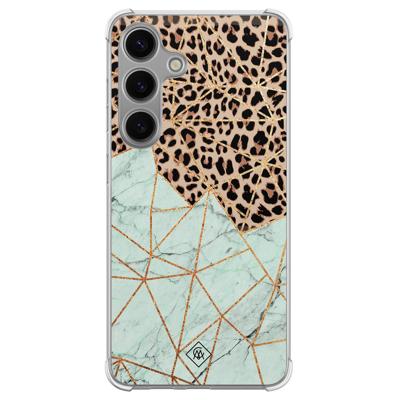 Samsung Galaxy S24 shockproof hoesje - Luipaard marmer mint Samsung Galaxy S24 shockproof hoesje - Luipaard marmer mint
