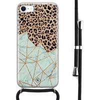 iPhone SE 2020 hoesje met koord - Luipaard marmer mint - thumbnail