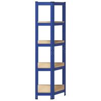 VidaXL Hoekrek 5-laags staal en bewerkt hout blauw - thumbnail