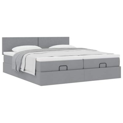 Ottoman bed met matrassen 180x200cm stof lichtgrijs