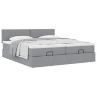 Ottoman bed met matrassen 180x200cm stof lichtgrijs - thumbnail