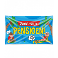Gevelvlag &apos;Geniet Van Je Pensioen&apos; - 90x150cm - thumbnail