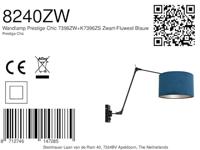 Steinhauer Zwarte wand leeslampPrestige Chic met blauw velvet - 8240ZW - thumbnail