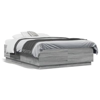 Bedframe met LED-verlichting grijs sonoma eiken 135x190 cm