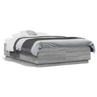 Bedframe met LED-verlichting grijs sonoma eiken 135x190 cm - thumbnail