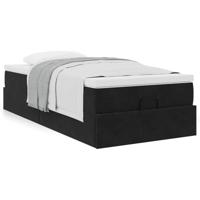 Ottoman bed met matras 90x200cm fluweel zwart - thumbnail