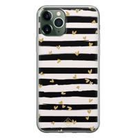 iPhone 11 Pro siliconen telefoonhoesje - Hart streepjes - thumbnail