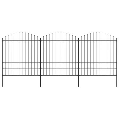 Tuinhek met speren bovenkant (1,75-2)x5,1 m staal zwart