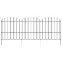 Tuinhek met speren bovenkant (1,75-2)x5,1 m staal zwart - thumbnail