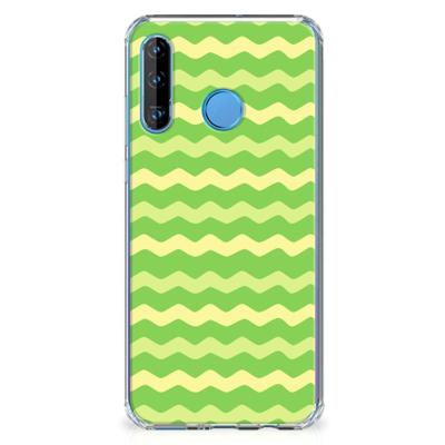 Huawei P30 Lite Doorzichtige Silicone Hoesje Waves Green