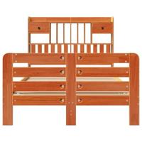 Bed met boekenkast zonder matras grenenhout wasbruin 135x190 cm - thumbnail