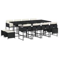 13-delige Tuinset met kussens poly rattan zwart - thumbnail
