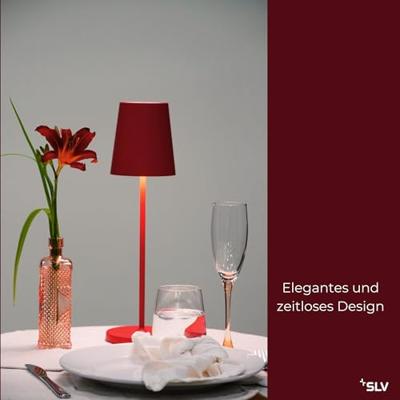 SLV Buiten tafellampVinolina Two rood - oplaadbaar - 1007694
