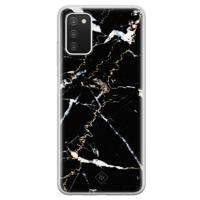 Samsung Galaxy A03s siliconen hoesje - Marmer zwart - thumbnail