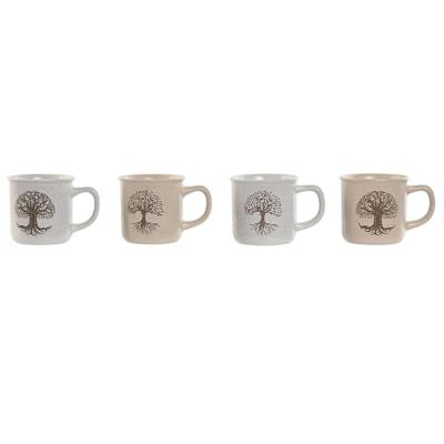 Mok Home ESPRIT Wit Beige Traditioneel Levensboom 330 ml (4 Stuks) Mok Home ESPRIT Wit Beige Traditioneel Levensboom 330 ml (4 Stuks)