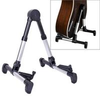 Eenvoudige opvouwbare verticale gitaar viool Ukulele beugel muziekinstrument Stand(Silver) - thumbnail