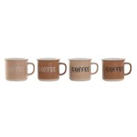 Set van 4 mokken Home ESPRIT Bruin Keramiek 285 ml 9 x 7 x 8 cm - thumbnail