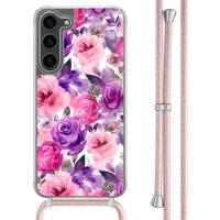 Samsung Galaxy S23 Plus hoesje met rosegoud koord - Rosy blooms - thumbnail