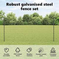 VidaXL Hek met paal grijs 1,2 x 25 m staal en pvc - thumbnail