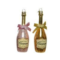 Decoris kersthanger glas fles christmas bubbels met strik - assortiment - thumbnail