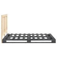 Bedframe met hoofdbord massief grenenhout grijs 140x200 cm - thumbnail