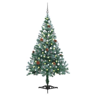 Kunstkerstboom met verlichting ballen sneeuw dennenappel 150 cm Kunstkerstboom met verlichting ballen sneeuw dennenappel 150 cm