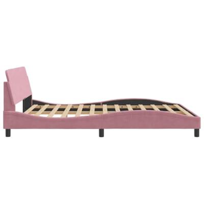 Bedframe met hoofdeinde zonder matras 160x200 cm fluweel roze