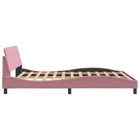 Bedframe met hoofdeinde zonder matras 160x200 cm fluweel roze - thumbnail