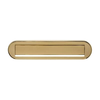 Intersteel Briefplaat ovaal 340x80mm met klep/regenrand - PVD messing kleur