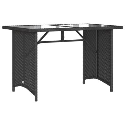 Tuintafel met glazen blad 110x68x70 cm poly rattan zwart - thumbnail