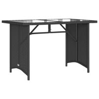 Tuintafel met glazen blad 110x68x70 cm poly rattan zwart - thumbnail