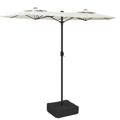 VidaXL Parasol dubbel dak met led 316x240 cm zandwit