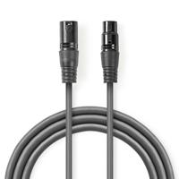 Nedis COTH15010GY15 Gebalanceerde Xlr-audiokabel Xlr 3-pins Male - Xlr 3-pins Female 1,5 M Grijs - thumbnail