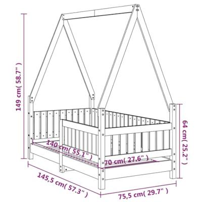 Kinderbedframe 70x140 cm massief grenenhout wit Kinderbedframe 70x140 cm massief grenenhout wit