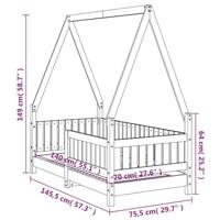 Kinderbedframe 70x140 cm massief grenenhout wit - thumbnail