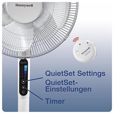 Honeywell HSF600WE QuietSet Staande ventilator 40 W (Ø x h) 40 cm x 1220 mm Wit In hoogte verstelbaar, LED-display, Met afstandsbediening, Oscillerend,