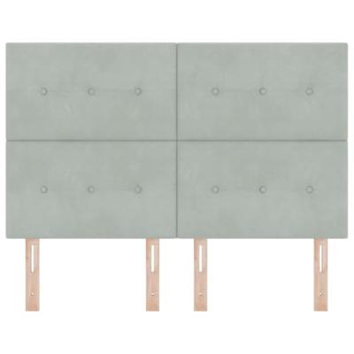 LED Hoofdbord met LED-striplichten Lichtgrijs 144 cm Polyester