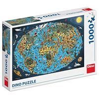 DinoToys Dino puzzel - bijzondere wereldkaart - 1000 stukjes - thumbnail