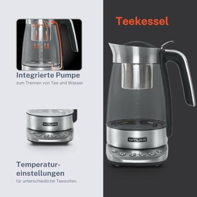 Muse MS-320T - elektrische waterkoker met temperatuurregeling, 1,2 liter